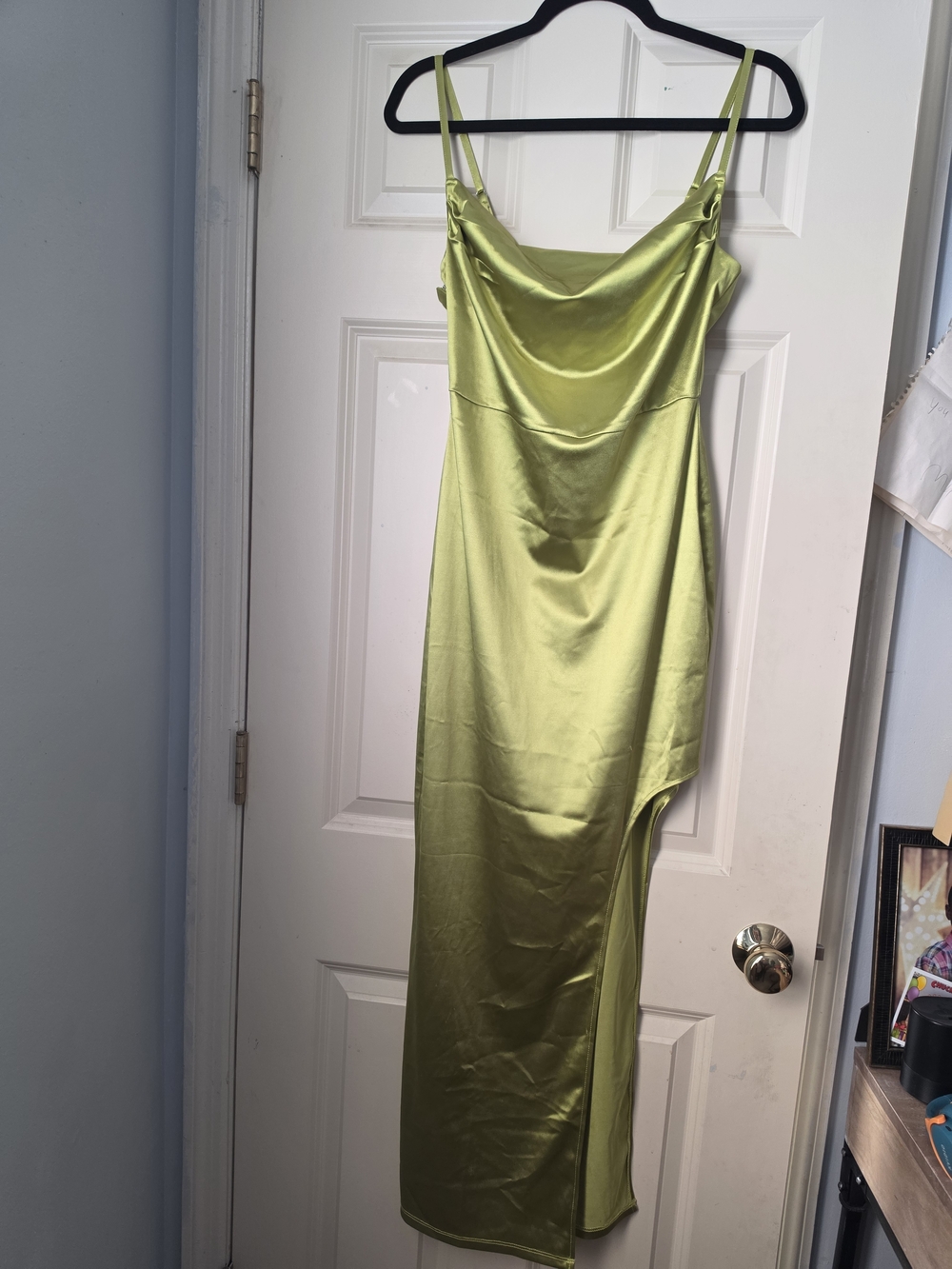 Forever 21 Lime Green Satin Cowl Neck Slip Dress
